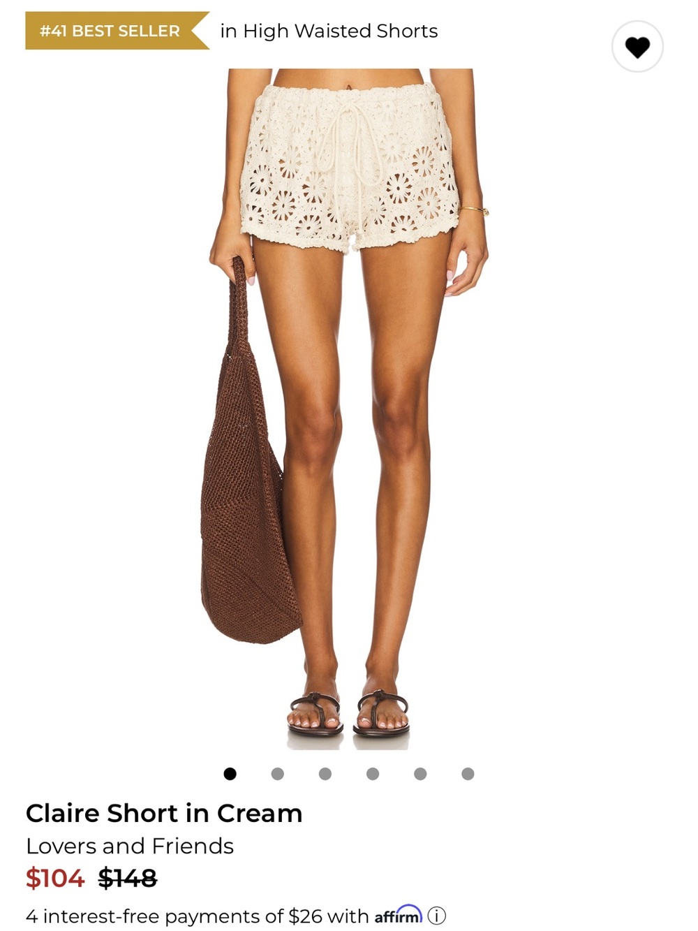Revolve lovers and friends Claire short in cream.